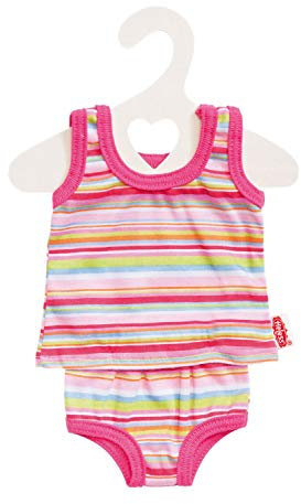 Heless 2110 - Unterwäsche-Set für Puppen, 2-teilig mit Unterhemd und Slip, in Blau oder Pink gestreift, 1 von 2 Designs (zufällige Auswahl), Größe 35- 45 cm