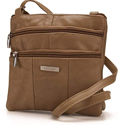Lorenz Damen Klein Genuine Soft Leder Cross Body / Shoulder Bag (1) # 1941 - Tan