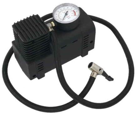 Neilsen CT2374 12V DC Mini Air Compressor with Pressure Gauge | 3 Nozzles | 2.8m Cord | Ideal for Inflating Tyres, Balls and Rubber Inflatables