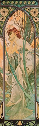 1art1 Alphonse Mucha Die Vier Tageszeiten, Der Abend, 1899 Selbstklebende Fototapete Poster-Tapete 240x75 cm