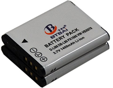 BTBAI 2x D-LI88 Camera Battery for DLI88 D-L188 DL188 Optio H90 P70 P80 W90 WS80 Digital DB-L80 k1a