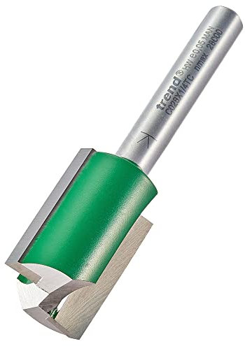 Trend CraftPro Straight Two Flute Router Cutter Bit, 1/4 Inch Shank, 17.5mm Cut Diameter & 25.4mm Cut Length, Tungsten Carbide Tipped, C028X1/4TC, Silver