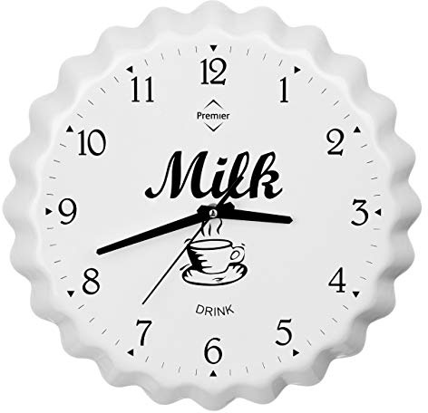 Premier Housewares 2200629 Milk Bottle Cap Wall Clock - White