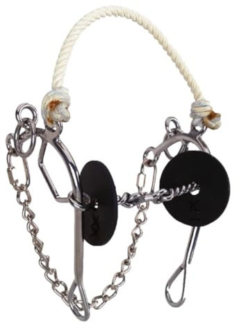 Reinsman Josey Million Dollar Gebiss für Pferd - 3-teiliges Twisted Wire Hundeknochen Trense Mundstück - Seil-Nasenriemen - Stufe D, Silber/Schwarz/Weiß, 5, (0110-0000)