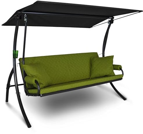 Angerer Freizeitmöbel GmbH Hollywoodschaukel Elegance Joy - Gartenschaukel Made in Germany - Schaukel zum Sitzen, Liegen und Entspannen - inklusive Bett-Funktion - einfache Montage (Hellgrün)