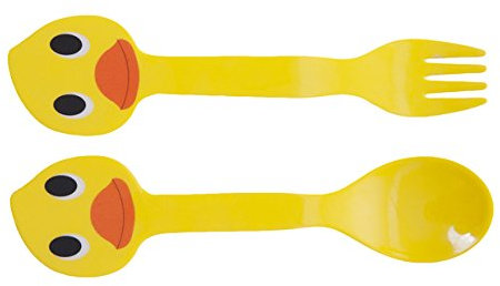 JIP SET POSATE FUNNY DUCK MELAMINA GIALLO