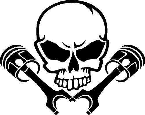 NetSpares 1 x Plott Aufkleber Totenkopf mit Kolben Skull Kopf Turbo Sticker Tuning Fun