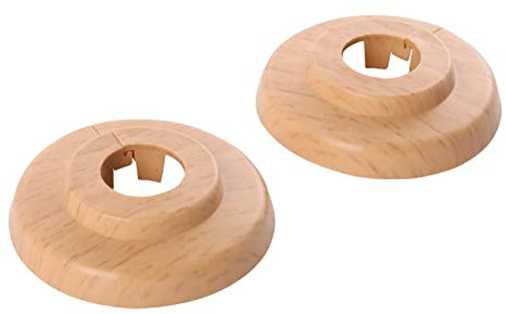 Sanitop-Wingenroth Klapprosette für Rohrsysteme 15 mm oder Typ 1/4 '' 2er-Set Rosette Abdeckung für Heizungsrohre Außendurchmesser: 49 mm Kunststoff Buche 19431 0