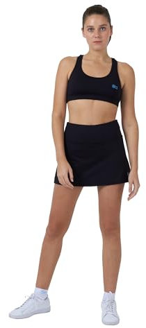 Sportkind Mädchen & Damen Tennis, Hockey, Golf Basic Skort, Rock mit Innenhose, atmungsaktiv, UV-Schutz, schwarz, Gr. M