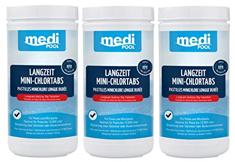 Chlortabletten organisch - 20g - 3KG - langsam löslich - Aktivchlor Mind. 90% - mit POWERHAUS24 Pflegefibel
