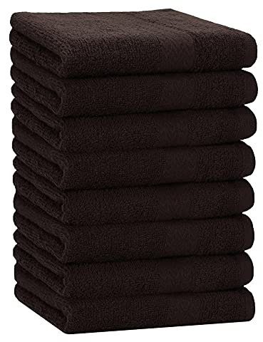 Betz 8 Stück Handtücher Set Größe 50 x 100 cm Handtuch Premium 100% Baumwolle Farbe Dunkelbraun