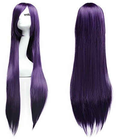 Dazone Perücke Damen Lila Lang Glatt Gerade Cosplay Perücke für Frauen/Mädchen/Afro Wig Party/Kostüm ca.100cm