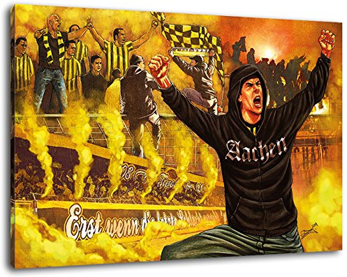 Ultras Aachen Format: 120x80, Bild auf Leinwand XL, fertig gerahmt
