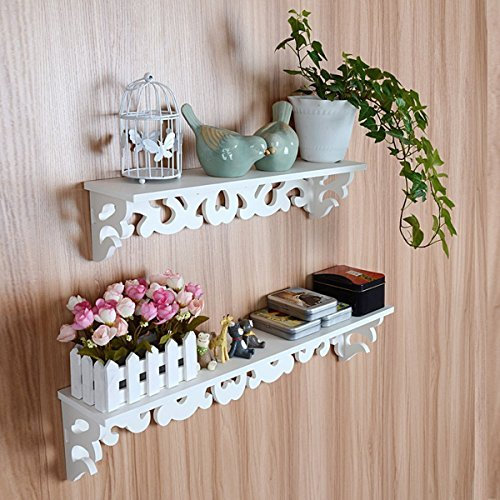 Yosoo Landhaus Weiß Wandregal Shabby Chic Wandkonsole Hängeregal Wandablage mit Schraube