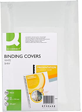 Q-Connect 250gsm A4 Binding Comb Covers (Pack of 100) - White