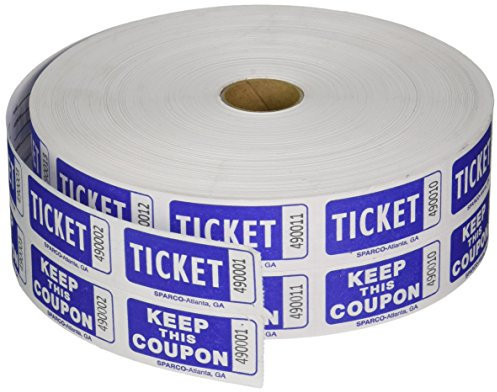 S.P. Richards Company Ticket Roll, Double with Coupon, 2000/RL, Blue (SPR99230)