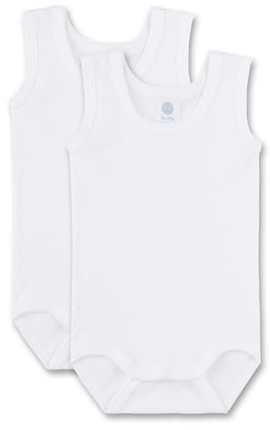 Sanetta Baby-Body ohne Arm (Doppelpack) weiß | Hochwertiger und nachhaltiger Body für Babys aus Bio-Baumwolle. Inhalt: 2er Set Baby Body