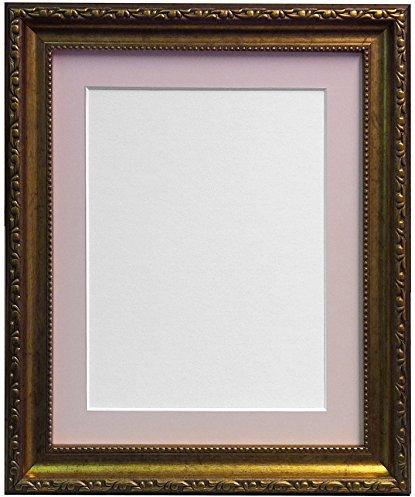 Cadre photo doré shabby chic avec passe-partout rose 20,3 x 15,2 cm pour image de 15,2 x 10,2 cm, Support rose., 8 x 6 For Image size 6 x 4 inch