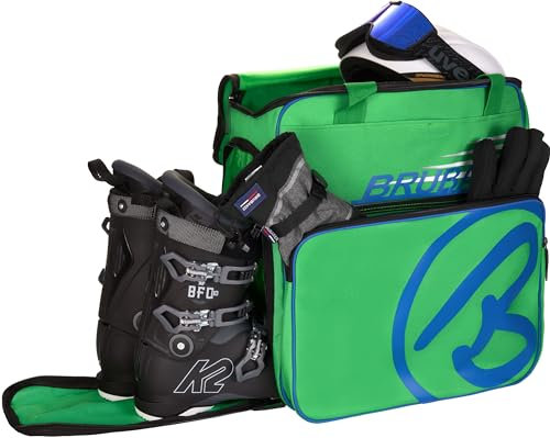 BRUBAKER Super Champion borsa per scarponi da sci con scomparto casco colore verde / blu