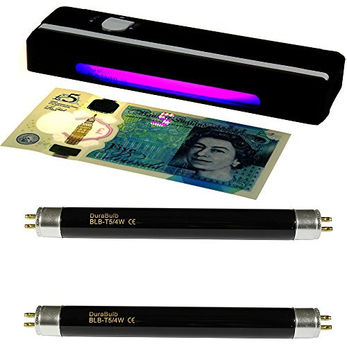 DuraBulbs - Detector de billetes portátil UV + 2 bombillas de repuesto – Detecta billetes falsos