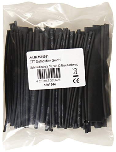 McPower Schrumpfschlauch Set | 100-teilig in Sortimentsbeutel, schwarz | Kabelschutz, Isolierung