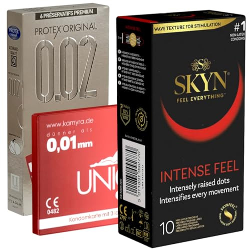 Der Latexfreie Kondomotheke®-Mix 3B - 3 verschiedene Sorten latexfreie Kondome für Allergiker - hypoallergene Kondome ohne Latex, 19 Stück