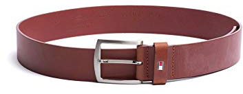 Tommy Hilfiger Cinturón Hombre New Denton Belt 4.0 Cinturón de piel, Marrón (Dark Tan), 90 cm