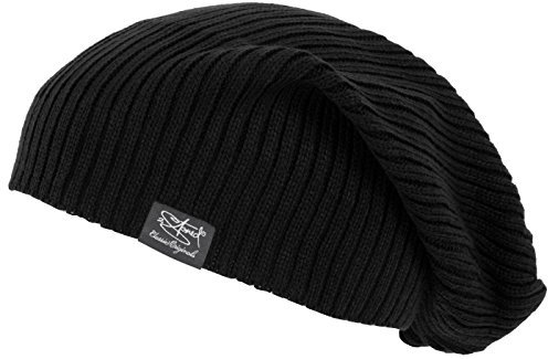 2Stoned Mütze Santa Monica Long Beanie in Schwarz für Damen, Herren und Kinder