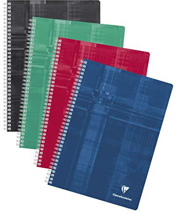 Clairefontaine 81644C - One Spiral Notebook - Dimensions: A4 21x29.7 cm - 180 Quadruled Pages 4x4 mm White Paper 90 g - Laminated Card Cover Random Colour