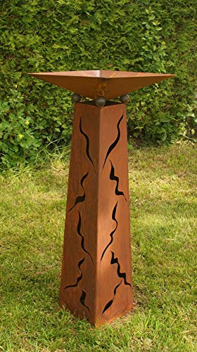 Gartendekoshop24 - Gartendeko Pflanzschale, Rostsäule, 100 cm, konisch. Säule für draußen, mit Pflanzschale, oder als Dekoschale. Handgemachte Gartenskulptur aus Edelsrost, Outdoor, wetterfest.