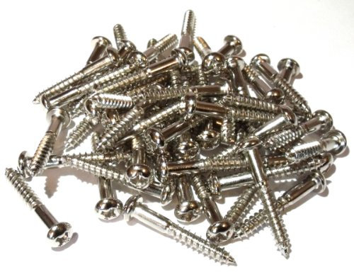 50x Guitar bridge or tremolo fixing screws dome head in chrome 3.5mm x 25mm (bulk buy)