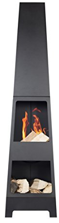 La Hacienda Malmo Steel Chimenea with Log Store Easy to Assemble Contemporary Patio Heater Log Burner