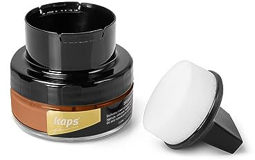 Kaps Crème Délicate – Crème de Cirage avec Applicateur en Éponge pour Cuir naturel et Matières synthétiques ou Maroquinerie – 50ml, Orange Clair 163