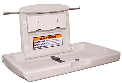 Bambino Wall Mounted Fold Down Horizontal Commercial Baby Changing Washroom Table Unit and Fixings with Baby Changer Door Sign