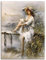 ARTLAND Wanddeko Leinwand Bilder Wandbild 90x120 cm Frau Natur See Landschaft Steg Gräser Landhaus Kunst Malerei L0HM