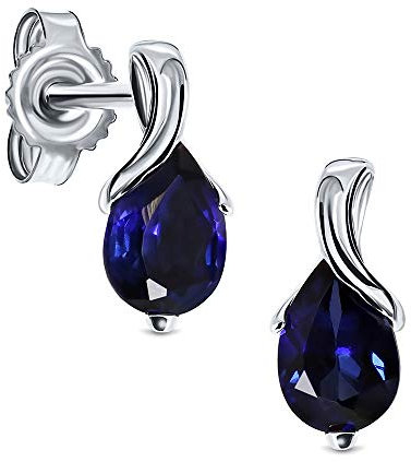 Miore Ohrringe Damen tropfen Ohrhänger mit Edelstein/Geburtsstein Saphir in Blau aus Weißgold 9 Karat / 375 Gold, Ohrschmuck