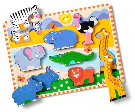 Melissa & Doug Safaripuzzle mit extra großen Teilen | Puzzles | Holzspielzeug | 3+ | Geschenk für Jungen oder Mädchen