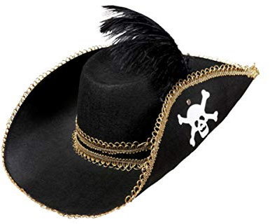 Horror-Shop Piratenhut mit Totenkopf und Feder