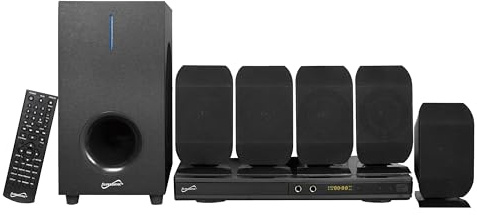 Supersonic SC-38HT 5.1 Surround Channel DVD Home Theater System with DVD/CD Support, Karaoke Mic Jacks, USB Input, FM Radio, 75W Speaker Output, Multi-Language Support, and Remote Control!