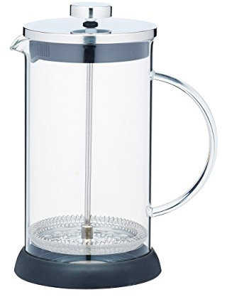 KitchenCraft Le'Xpress KCLXGCAFE8CP 8 Cup Glass Cafetiere French Press Coffee Maker with Stainless Steel Lid and Plunger, Gift Boxed, 1 Litre