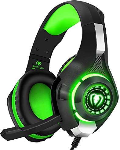 BlueFire Casque de jeu PS4 3,5 mm avec microphone et lumière LED compatible avec Playstation 4, Xbox One, PC (Vert)