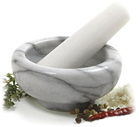 Norpro 1/ 3 Cup Marble Mortar/ Pestle, White