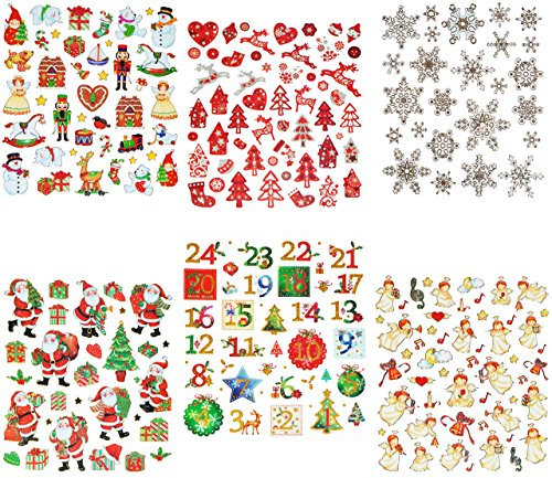 41 tlg. Set Sticker/Aufkleber - Lebkuchen Schneemann Nußknacker Weihnachtsbaum Weihnachten Winter Schnee Geschenke - Weihnachtsaufkleber - Geschenkeaufklebe