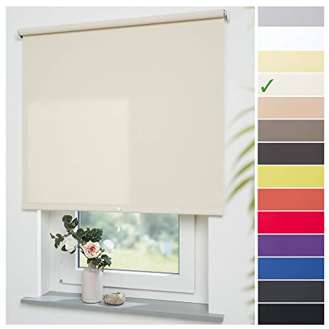Liedeco® Rollo, Spring-, Schnapprollo / 202 x 180 cm (Breite x Höhe), Cream/lichtdurchlässig, Blickdicht/viele Farben, Größen und Typen/Breiten 60-200 cm/Variable Montage möglich