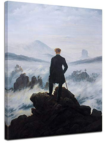 Bilderdepot24 Bild auf Leinwand | Caspar David Friedrich Der Wanderer über dem Nebelmeer in 30x40 cm als Wandbild | Wand-deko Dekoration Wohnung alte Meister | 180111-30x40