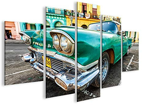 islandburner Bild Bilder auf Leinwand Taxi Cuba Havanna Kuba MF XXL Poster Leinwandbild Wandbild Dekoartikel Wohnzimmer Marke