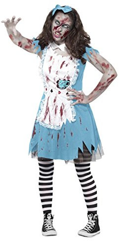 Smiffys Halloween Tea Party Zombie Kostüm, Blau, mit Kleid, Latex-Teetasse & Kopfschmuck