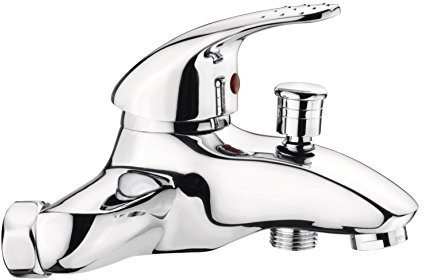 Cornat Bade-Einhebelarmatur Mateo - Hochwertiger Messingkörper - verchromt - 1/2 Zoll Brauseabgang / Einhebelmischer zur Wandmontage / Wannenbatterie / Badewannen-Armatur / MA2