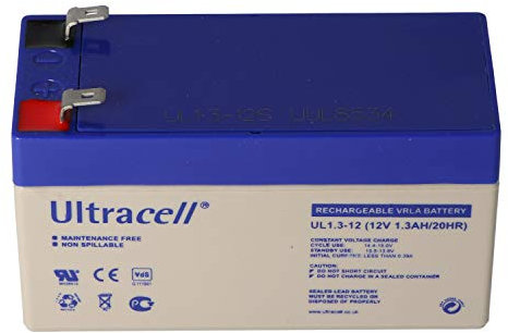 ul1.3–12 Batterie au plomb Ultracell 12 V, 1,3 Ah avec contacts 2 Faston 4,8 mm