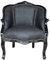 Casa Padrino Barock Damen Salon Sessel Schwarz/Schwarz Kunstleder - Möbel Antik Stil
